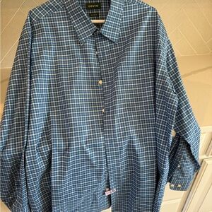 Orvis Men's Blue Plaid Button Down Shirt